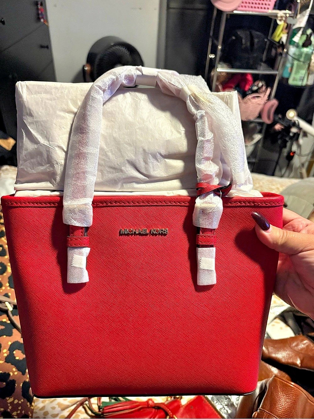 Michael Kors Jet Set Travel Extra-Small Saffiano Leather Top-Zip Tote Bag Tote